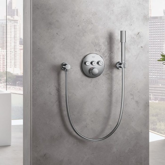 Grohe Rainshower Wandanschlussbogen Außengewinde, mit runder Rosette, eigensicher gegen Rückfließen, in chrom